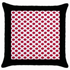 Polka Dot Red White Throw Pillow Case (black) by Mariart