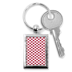 Polka Dot Red White Key Chains (rectangle)  by Mariart