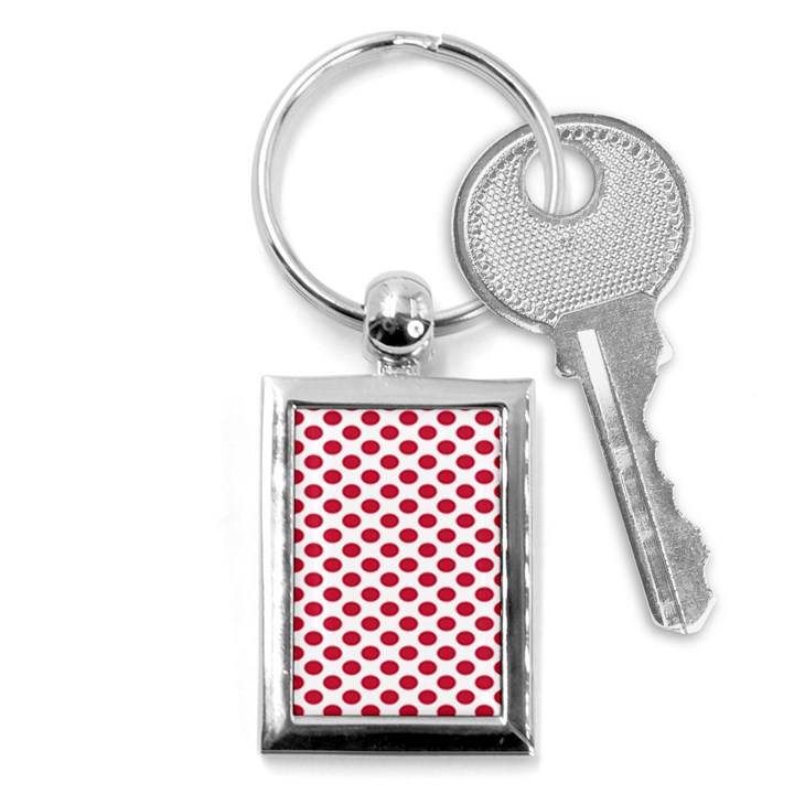 Polka Dot Red White Key Chains (Rectangle) 