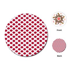 Polka Dot Red White Playing Cards (round)  by Mariart