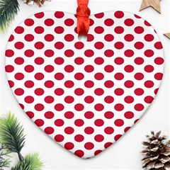 Polka Dot Red White Heart Ornament (two Sides) by Mariart