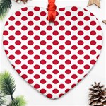 Polka Dot Red White Heart Ornament (Two Sides) Back