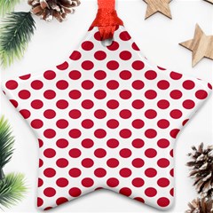 Polka Dot Red White Star Ornament (two Sides) by Mariart