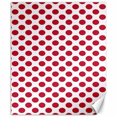 Polka Dot Red White Canvas 8  X 10  by Mariart