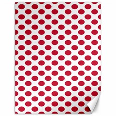 Polka Dot Red White Canvas 12  X 16   by Mariart