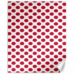 Polka Dot Red White Canvas 16  X 20   by Mariart