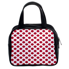 Polka Dot Red White Classic Handbags (2 Sides) by Mariart