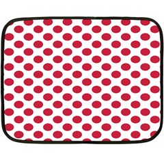 Polka Dot Red White Double Sided Fleece Blanket (mini)  by Mariart