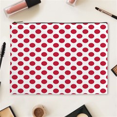 Polka Dot Red White Cosmetic Bag (xl) by Mariart