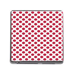 Polka Dot Red White Memory Card Reader (square) by Mariart