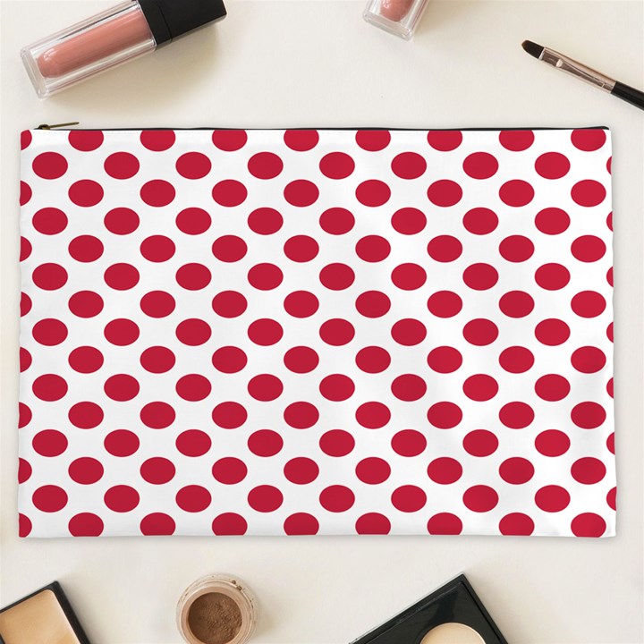 Polka Dot Red White Cosmetic Bag (XXL) 