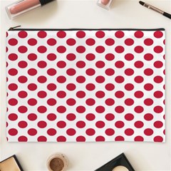 Polka Dot Red White Cosmetic Bag (xxxl)  by Mariart