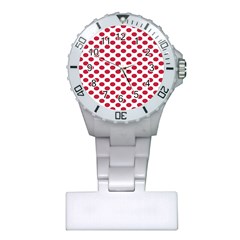 Polka Dot Red White Plastic Nurses Watch by Mariart