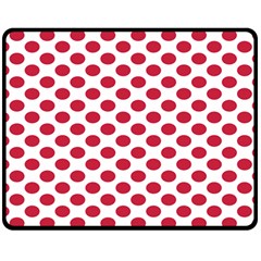 Polka Dot Red White Double Sided Fleece Blanket (medium)  by Mariart