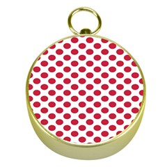 Polka Dot Red White Gold Compasses by Mariart