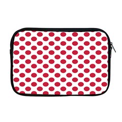 Polka Dot Red White Apple Macbook Pro 17  Zipper Case by Mariart