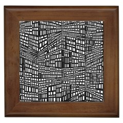 Plaid Black White Framed Tiles