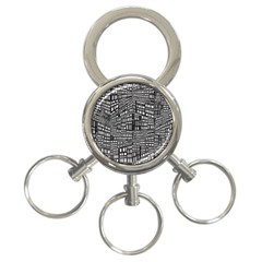 Plaid Black White 3-ring Key Chains by Mariart