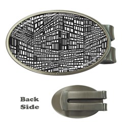 Plaid Black White Money Clips (oval)  by Mariart