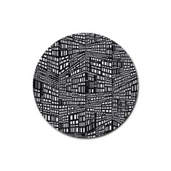 Plaid Black White Rubber Round Coaster (4 Pack) 