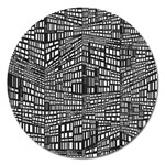 Plaid Black White Magnet 5  (Round) Front