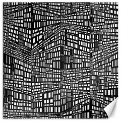 Plaid Black White Canvas 12  X 12   by Mariart