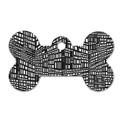 Plaid Black White Dog Tag Bone (one Side) by Mariart