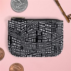 Plaid Black White Mini Coin Purses by Mariart