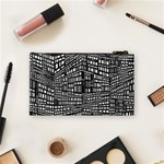 Plaid Black White Cosmetic Bag (Small)  Back