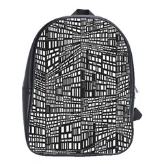 Plaid Black White School Bags(large)  by Mariart