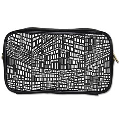 Plaid Black White Toiletries Bags by Mariart