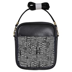 Plaid Black White Girls Sling Bags by Mariart