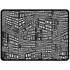 Plaid Black White Fleece Blanket (large)  by Mariart