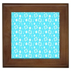 Record Blue Dj Music Note Club Framed Tiles by Mariart