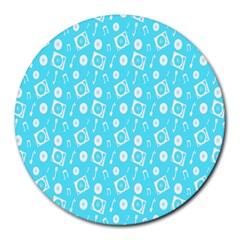 Record Blue Dj Music Note Club Round Mousepads by Mariart