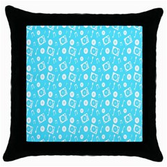 Record Blue Dj Music Note Club Throw Pillow Case (black) by Mariart