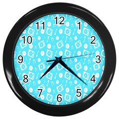 Record Blue Dj Music Note Club Wall Clocks (black)