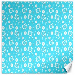 Record Blue Dj Music Note Club Canvas 12  X 12   by Mariart