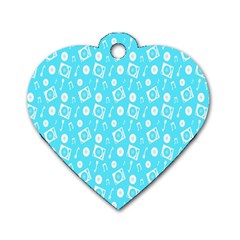 Record Blue Dj Music Note Club Dog Tag Heart (one Side) by Mariart