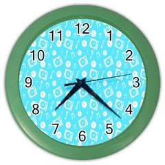 Record Blue Dj Music Note Club Color Wall Clocks by Mariart