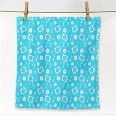 Record Blue Dj Music Note Club Face Towel by Mariart