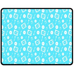 Record Blue Dj Music Note Club Fleece Blanket (medium)  by Mariart