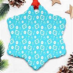 Record Blue Dj Music Note Club Ornament (snowflake) by Mariart