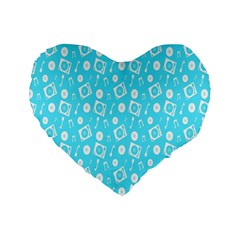 Record Blue Dj Music Note Club Standard 16  Premium Heart Shape Cushions by Mariart