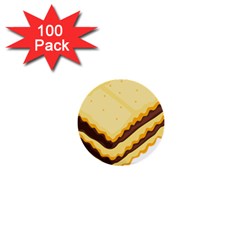 Sandwich Biscuit Chocolate Bread 1  Mini Buttons (100 Pack)  by Mariart