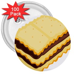 Sandwich Biscuit Chocolate Bread 3  Buttons (100 Pack)  by Mariart