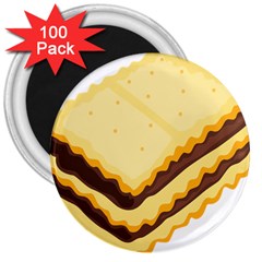 Sandwich Biscuit Chocolate Bread 3  Magnets (100 Pack) by Mariart