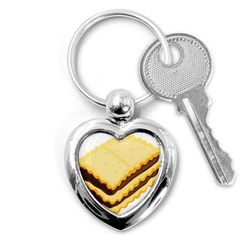 Sandwich Biscuit Chocolate Bread Key Chains (heart)  by Mariart