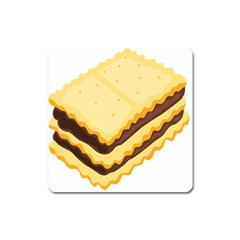 Sandwich Biscuit Chocolate Bread Square Magnet by Mariart