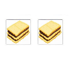 Sandwich Biscuit Chocolate Bread Cufflinks (square) by Mariart